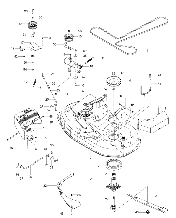 Mower Deck / Cutting Deck Diagram and Parts List for RZ4216 (966612401)(2012-02) Husqvarna Lawn Mower