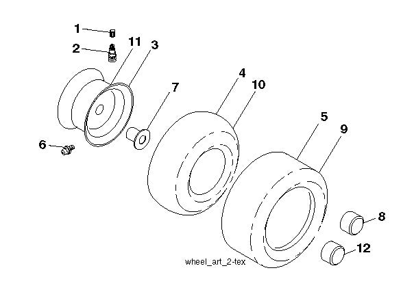 Wheels And Tires Diagram and Parts List for TS354XD-2019  Husqvarna Lawn Tractor