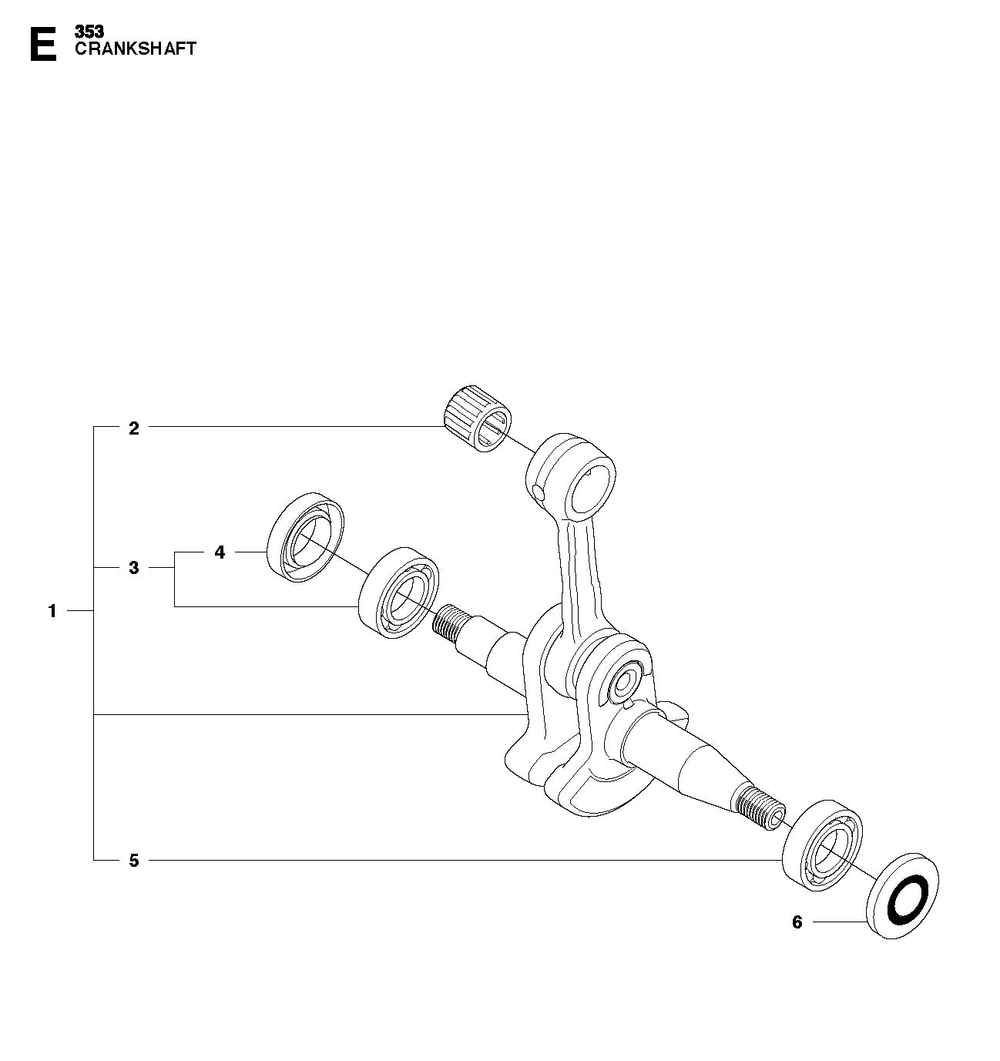 Crankshaft Diagram and Parts List for 353-353G 353E-tech-353G E-tech Husqvarna Chainsaw