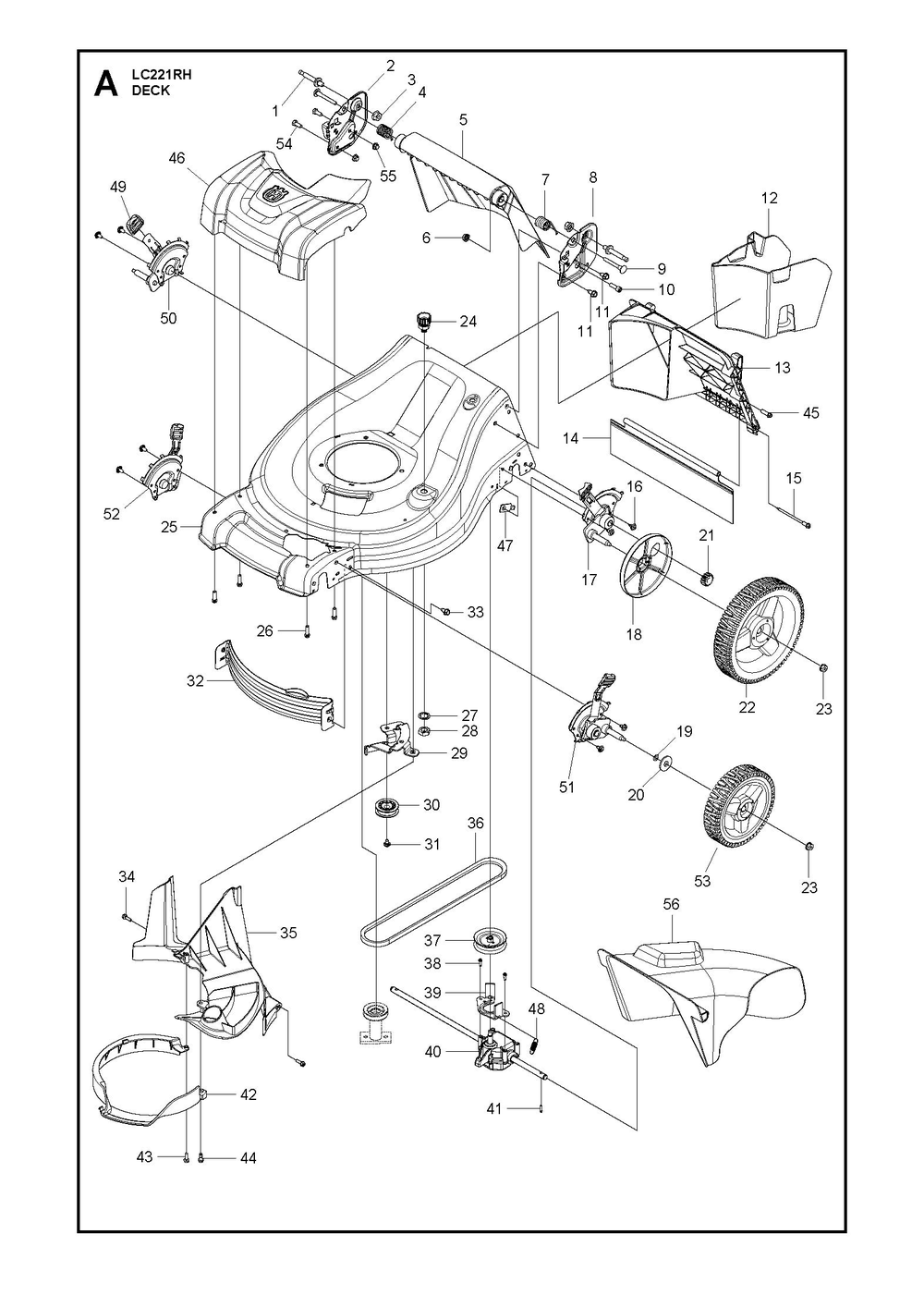 Mower Deck / Cutting Deck Diagram and Parts List for LC221RH2016-2019  Husqvarna Lawn Mower