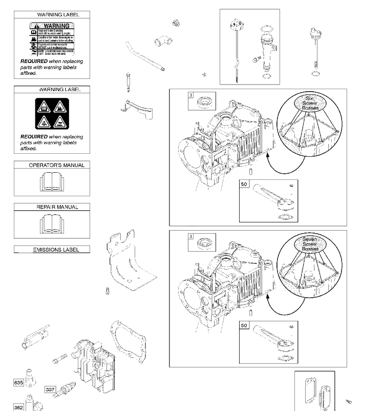 Cylinder Diagram and Parts List for 09T5022229H1 2017-01 Husqvarna Engine