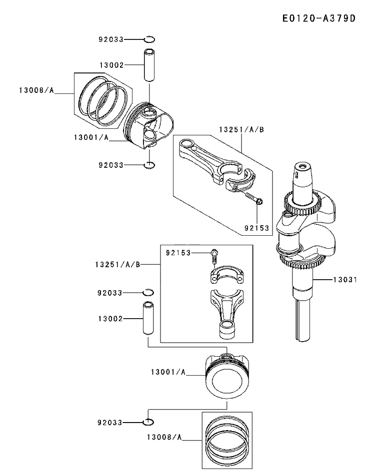 Piston And Crankshaft Diagram and Parts List for FX921V-DS06 2017-09 Husqvarna Engine