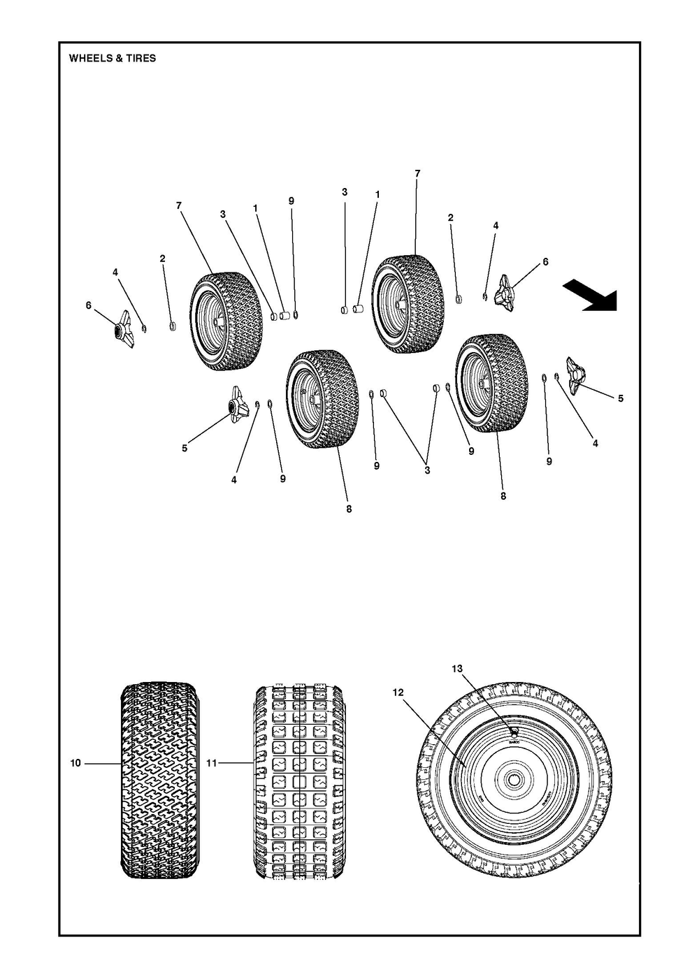 Wheels And Tires Diagram and Parts List for R112C2014-2020  Husqvarna Lawn Tractor