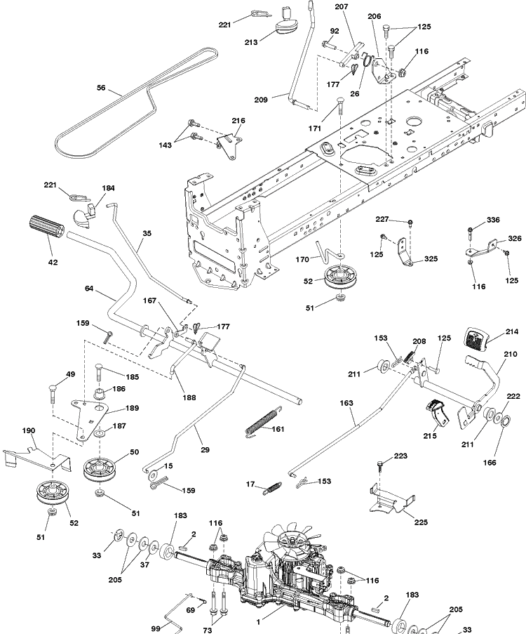 Drive Diagram and Parts List for TS142X  Husqvarna Lawn Tractor