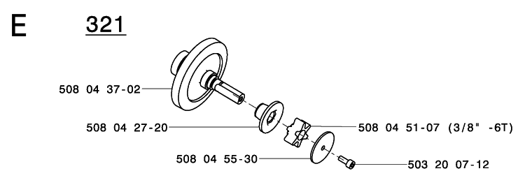 Clutch 2 Diagram and Parts List for 317 20050100001-20053600000 Husqvarna Chainsaw