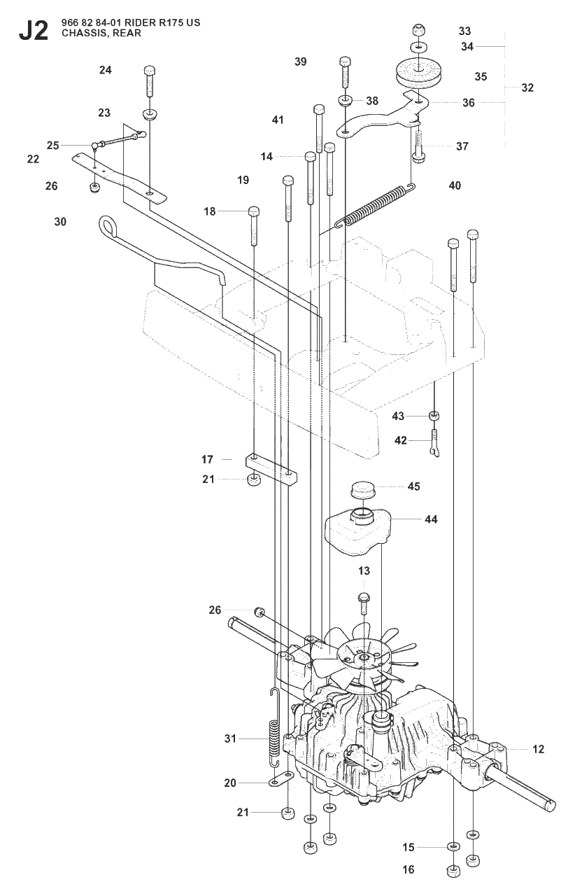 Transmission 2 Diagram and Parts List for R175 (966828401)(2008-05) Husqvarna Lawn Tractor
