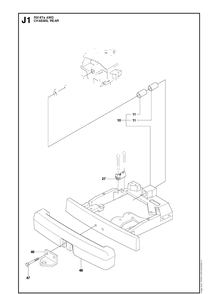 Chassis Rear Diagram and Parts List for R316TSAWD (966757701)(2012) Husqvarna Lawn Mower