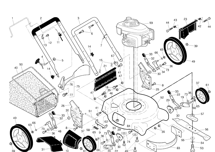 Product Complete Diagram and Parts List for 6021P (917384516)(2012-01) Husqvarna Lawn Mower