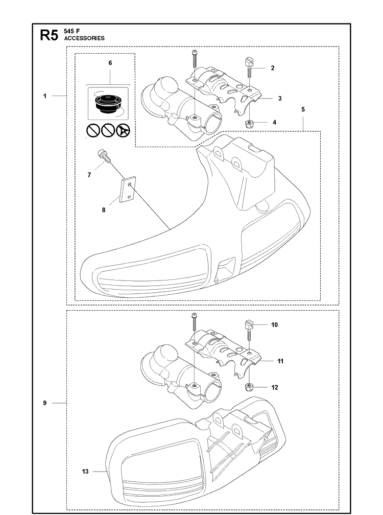 Accessories 4 Diagram and Parts List for 545F  Husqvarna Brush Cutter