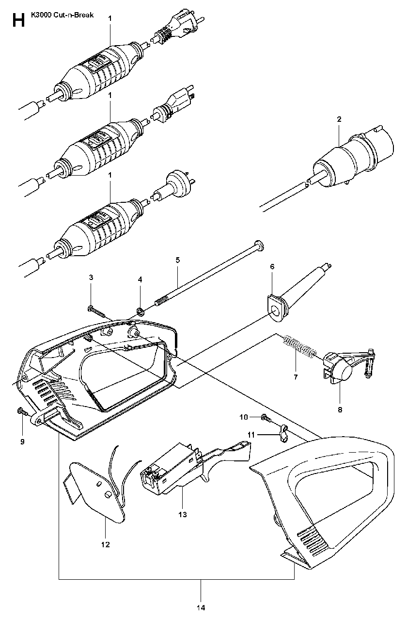 Electrical Diagram and Parts List for K3000CUT-N-BREAK 2009-05 Husqvarna Circular Saw