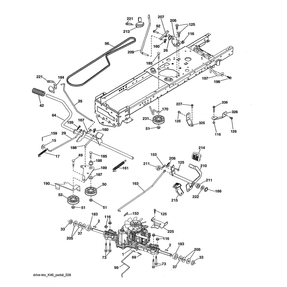 Drive Diagram and Parts List for 96043027300  Husqvarna Lawn Tractor