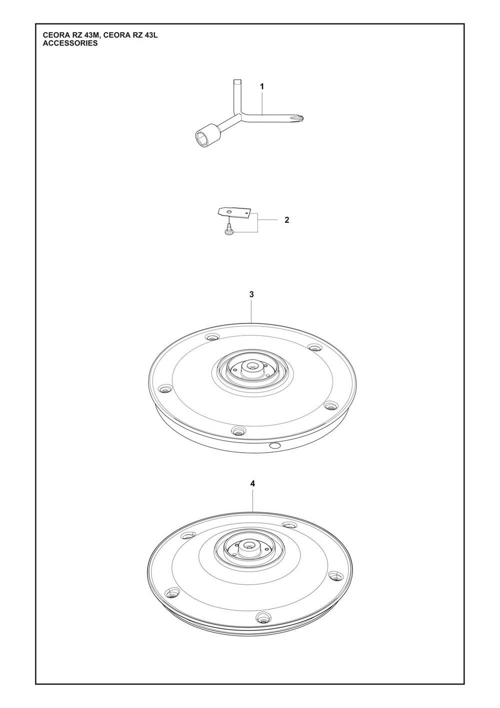 Accessories Diagram and Parts List for CEORARZ43M  Husqvarna Lawn Mower