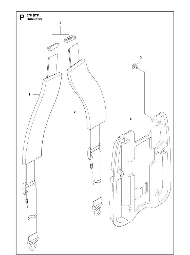 Harness Diagram and Parts List for 578BTF 20143600001-20183500000 Husqvarna Leaf Blower / Vacuum