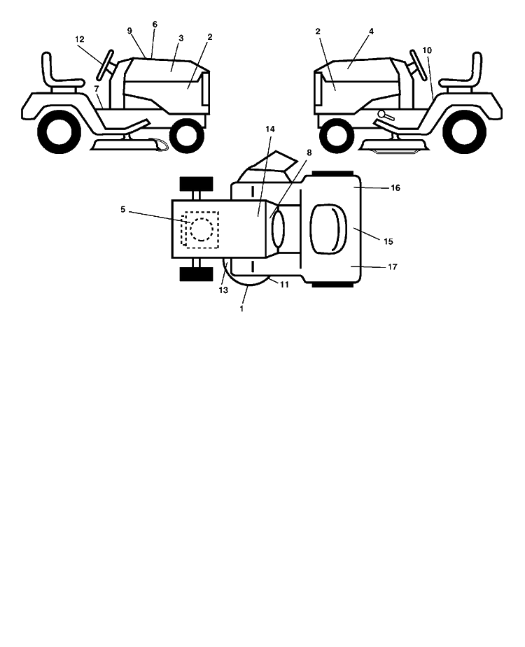 Decals Diagram and Parts List for YTH2448 (96015000101)(2005-01) Husqvarna Lawn Tractor