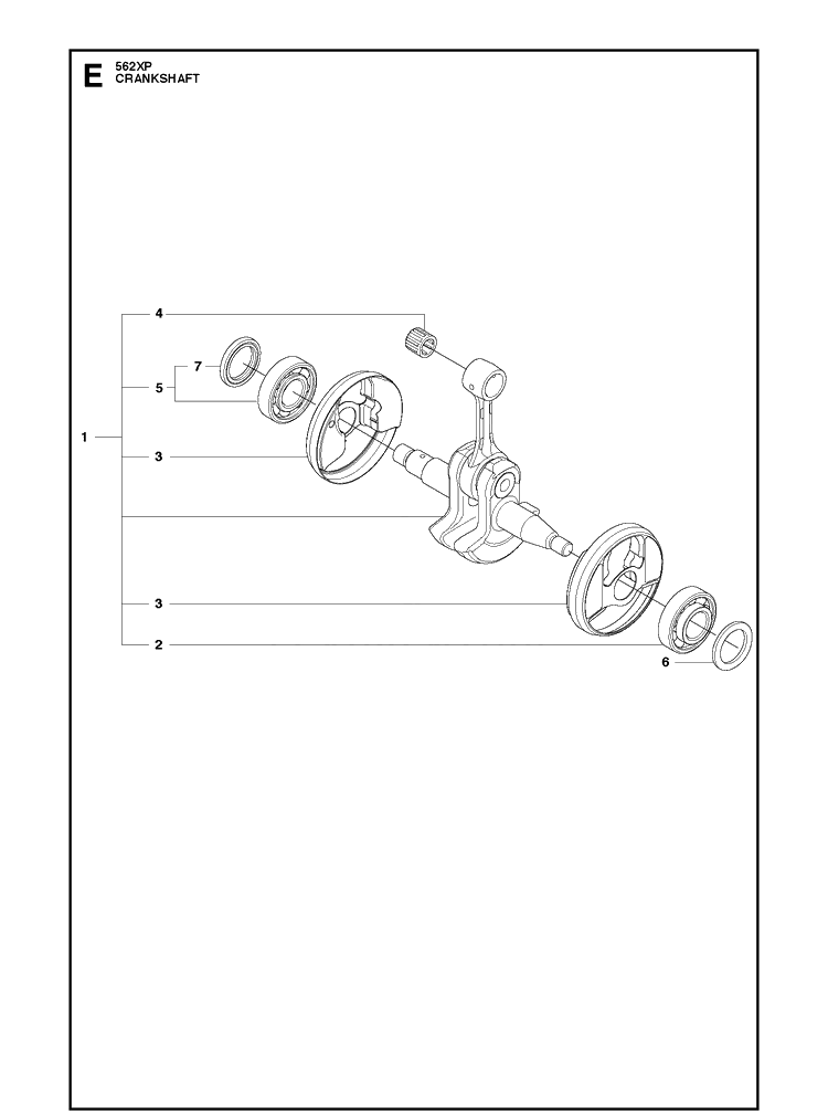 Crankshaft Diagram and Parts List for 562XP 2011-06 Husqvarna Chainsaw
