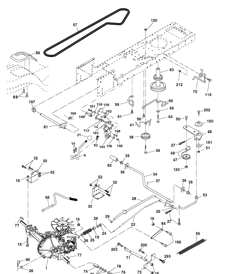 Drive Diagram and Parts List for LTH1797 (96011022101)(2012-01) Husqvarna Lawn Tractor
