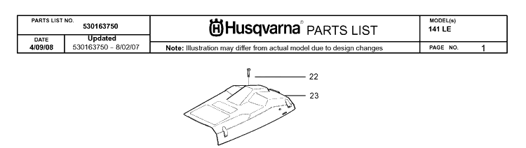 Cover Diagram and Parts List for 141LE 2008-06 Husqvarna Chainsaw