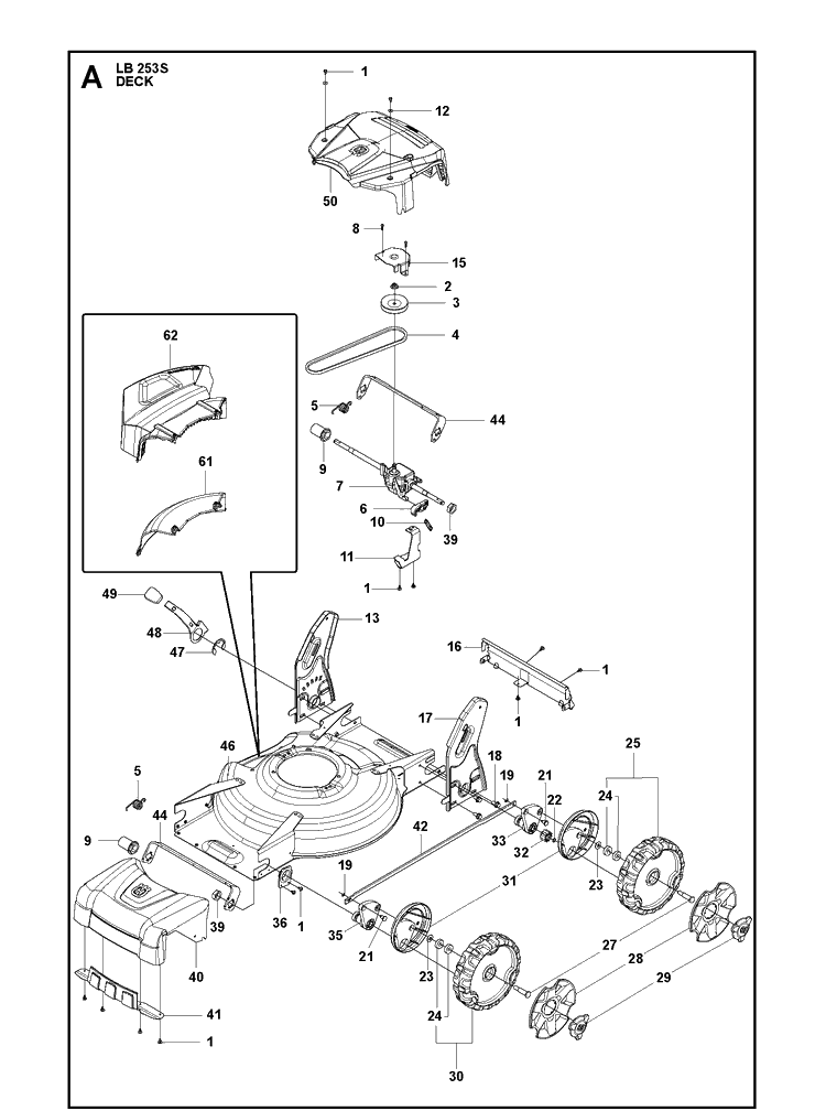 Mower Deck / Cutting Deck Diagram and Parts List for LB253S (967656401)(2019-01) Husqvarna Lawn Mower