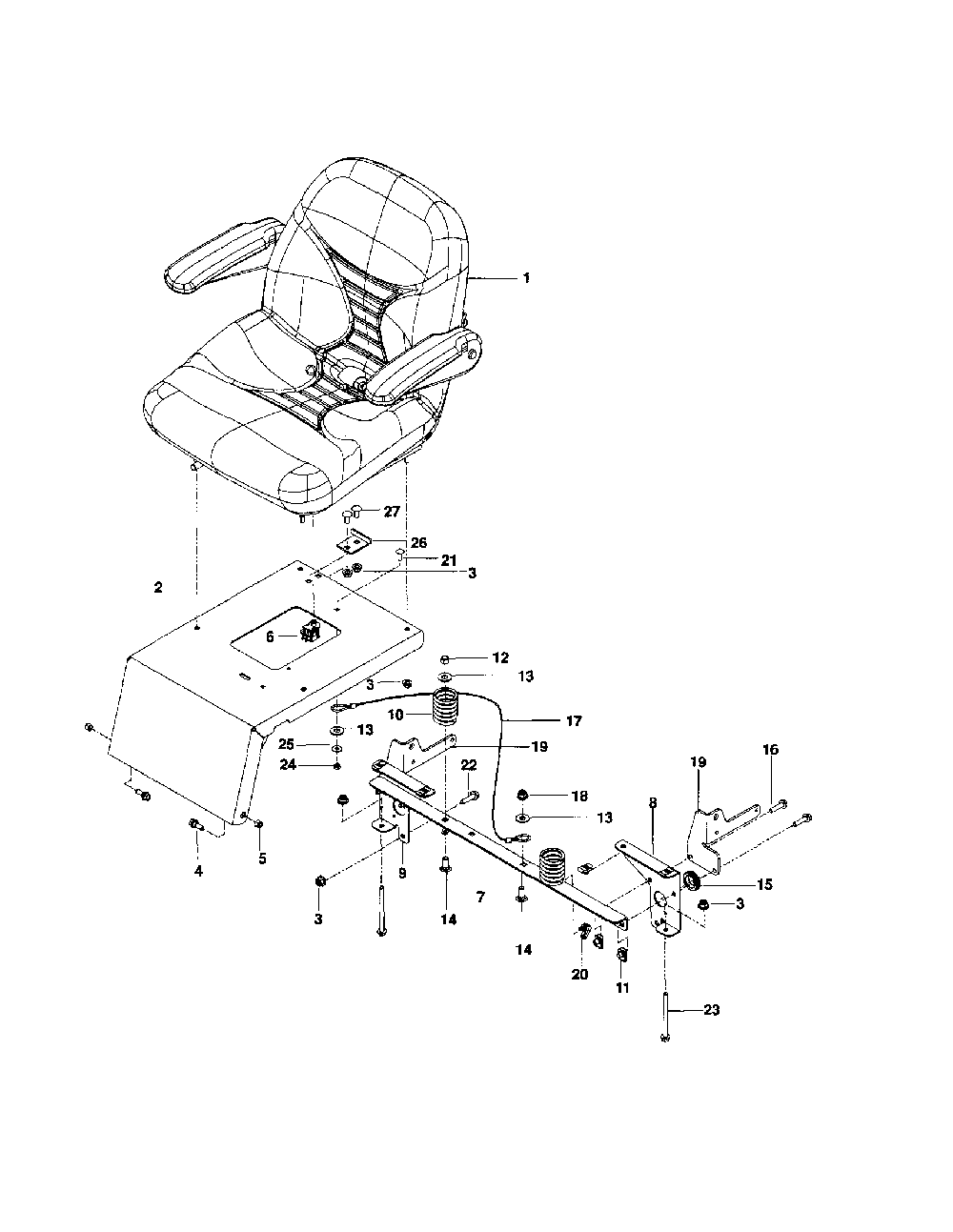 Seat Diagram and Parts List for MZ6128-966502301  Husqvarna Lawn Mower