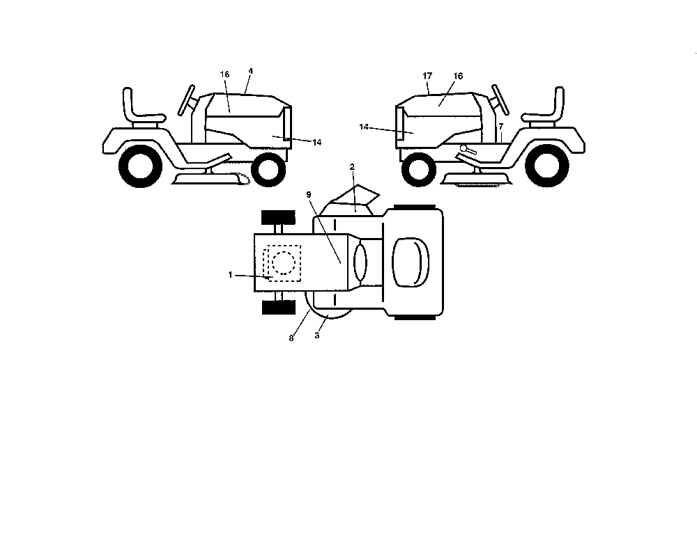 Decals Diagram and Parts List for YT42CS-502120  Husqvarna Lawn Tractor