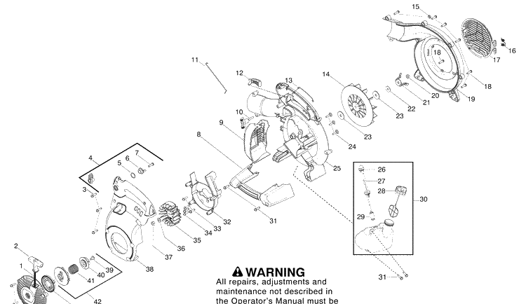Repair Parts 3 Diagram and Parts List for 125BVX 2008-10 Husqvarna Leaf Blower / Vacuum