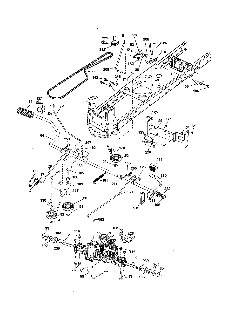Drive Diagram and Parts List for YTH2348-917286560  Husqvarna Lawn Tractor