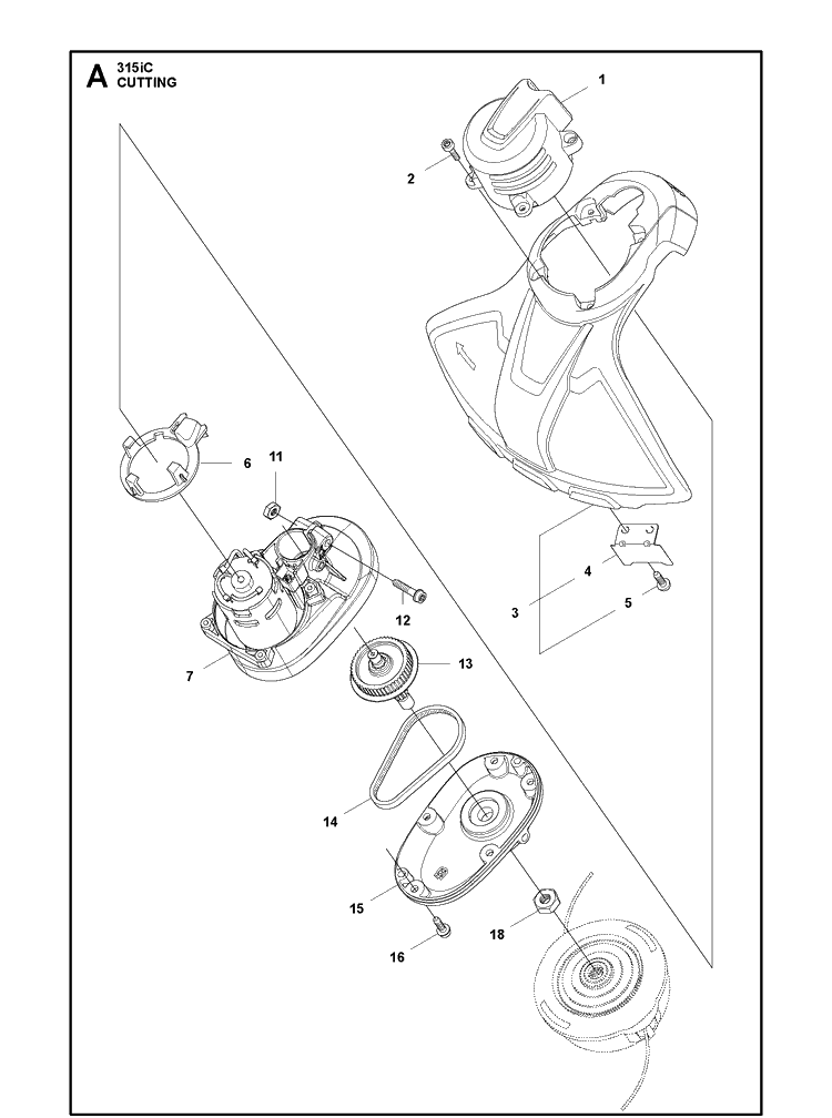Cutting Equipment Diagram and Parts List for 315IC  Husqvarna Edger