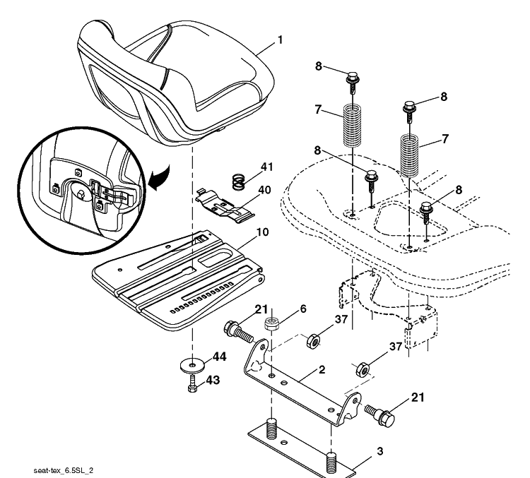 Seat Diagram and Parts List for YTH24K48 (96045003601)(2012-11) Husqvarna Lawn Tractor