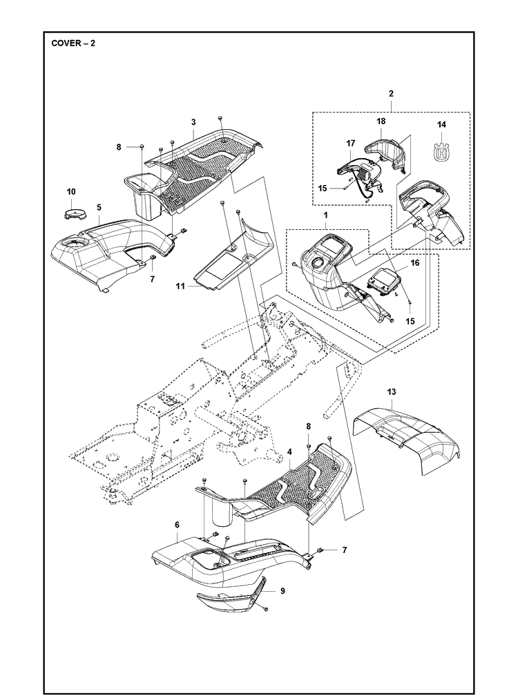 Cover 2 Diagram and Parts List for R316TX (970542701)(2022-01) Husqvarna Lawn Mower