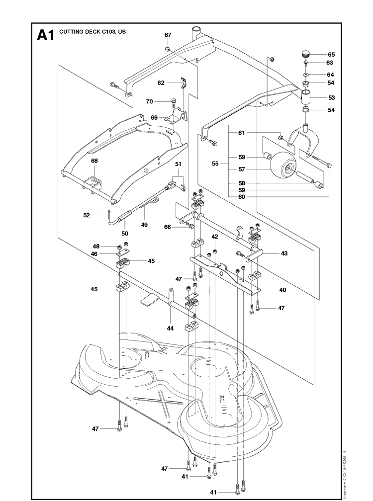 103cm Cutting Deck 2 Diagram and Parts List for R220T (966785701)(2017) Husqvarna Lawn Mower