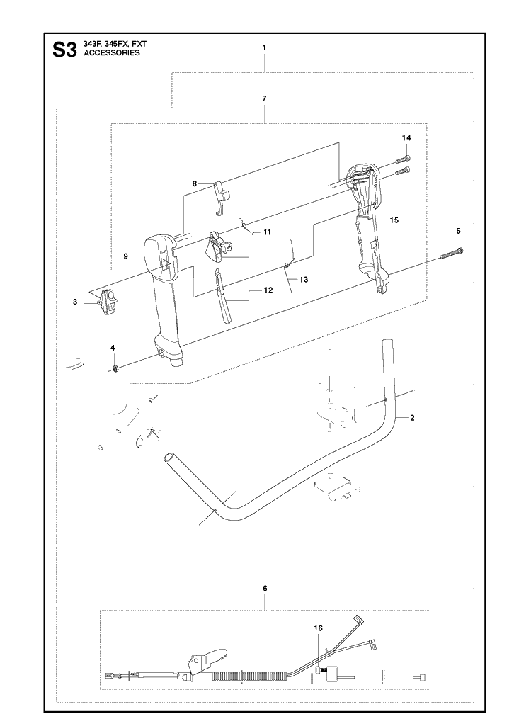 Accessories 3 Diagram and Parts List for 343F  Husqvarna Brush Cutter