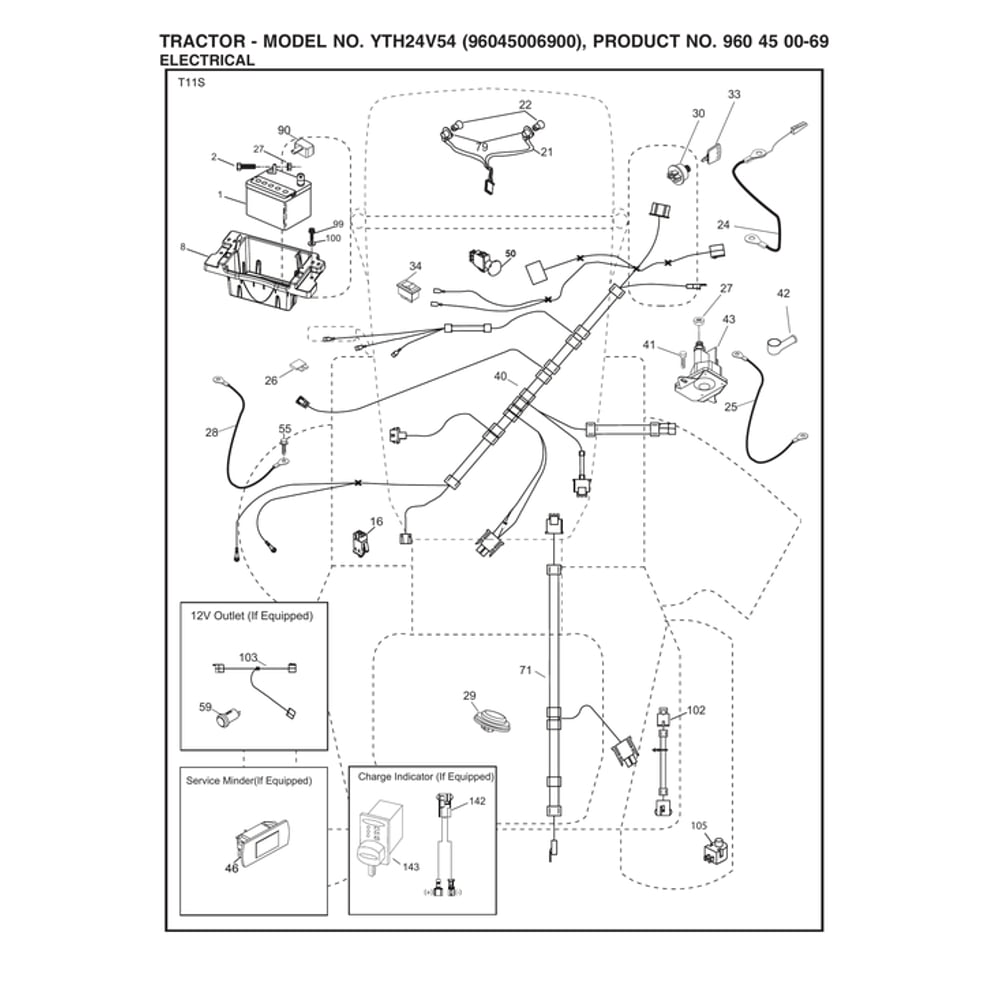Electrical Diagram and Parts List for 96045006900  Husqvarna Lawn Tractor