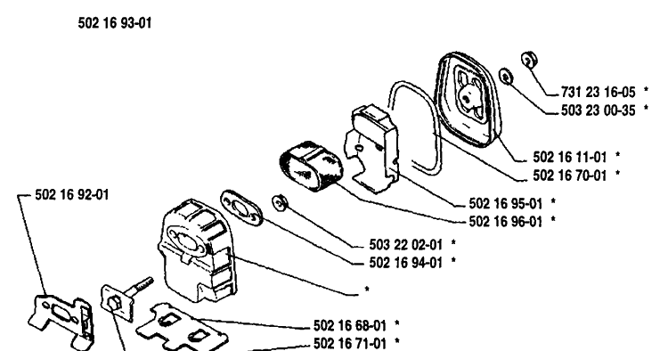 Spark Arrestor Diagram and Parts List for 22RL 1989-09 Husqvarna Trimmer