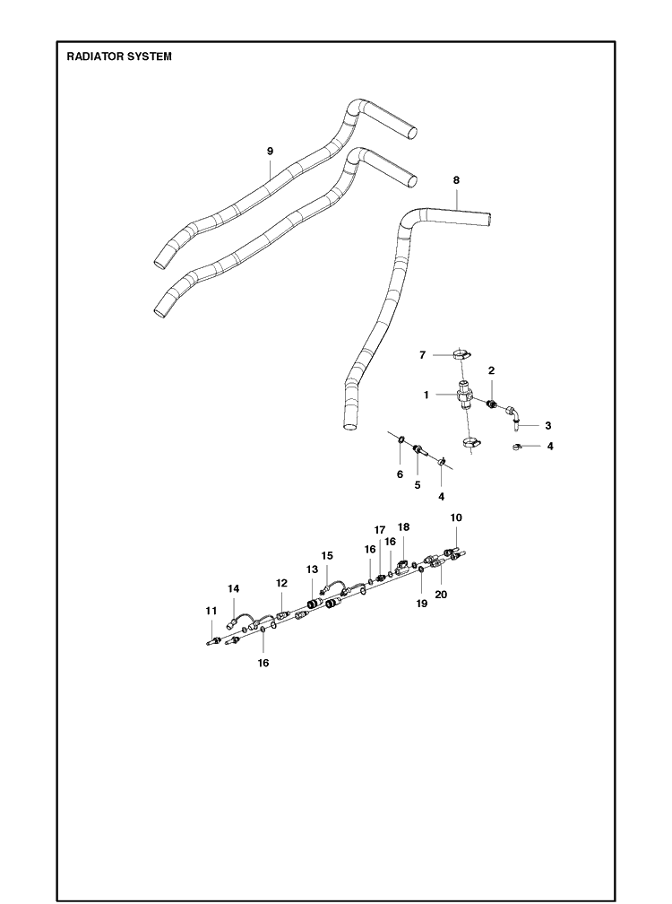 Radiator Diagram and Parts List for P525  Husqvarna Lawn Mower
