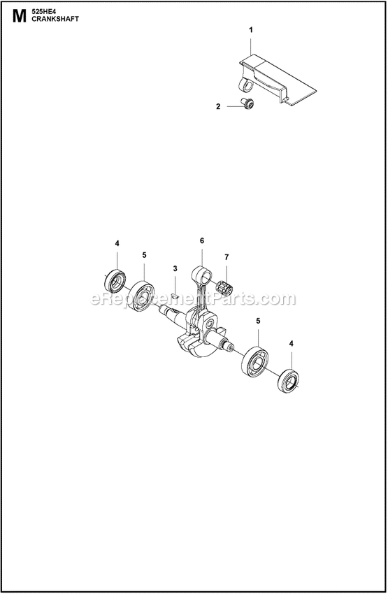 Crankshaft Diagram and Parts List for 525HE4  Husqvarna Trimmer
