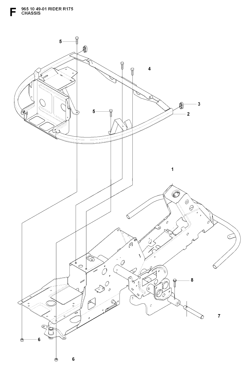 Chassis / Frame Diagram and Parts List for R175 (965104901)(2007-01) Husqvarna Lawn Tractor