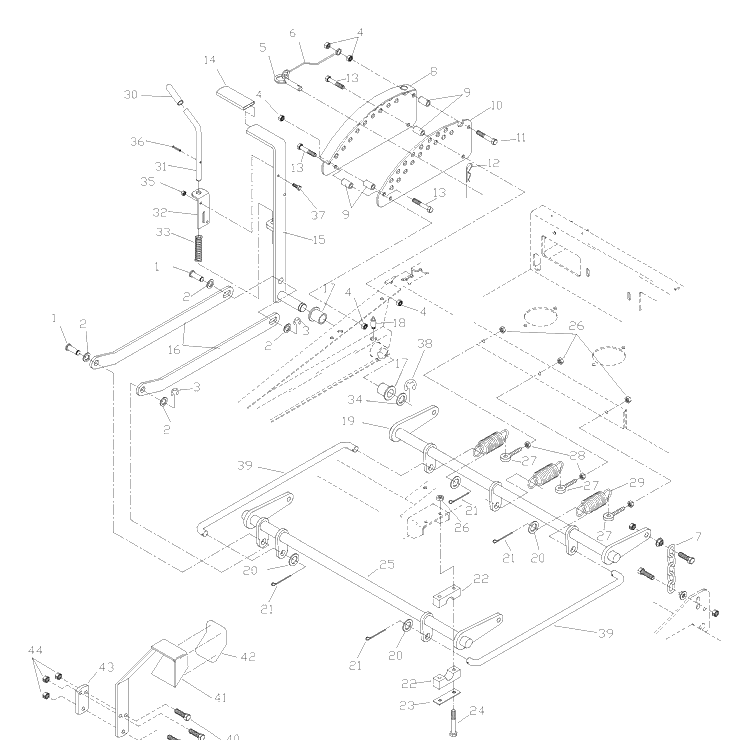 Deck Lift Assembly Diagram and Parts List for ZTH7227KOB (968999225) (033600000 and Up)(2004-09) Husqvarna Lawn Mower