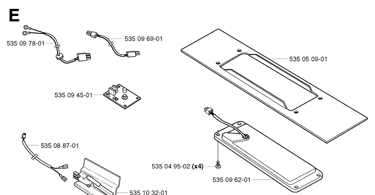 Battery And Electronics 4 Diagram and Parts List for G1 1998-2003 Husqvarna Lawn Mower