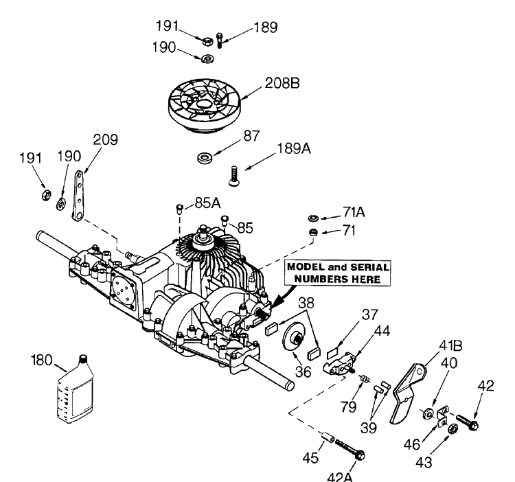Peerless Transaxle Diagram and Parts List for LTH130 (954140005D)(1998-02) Husqvarna Lawn Mower