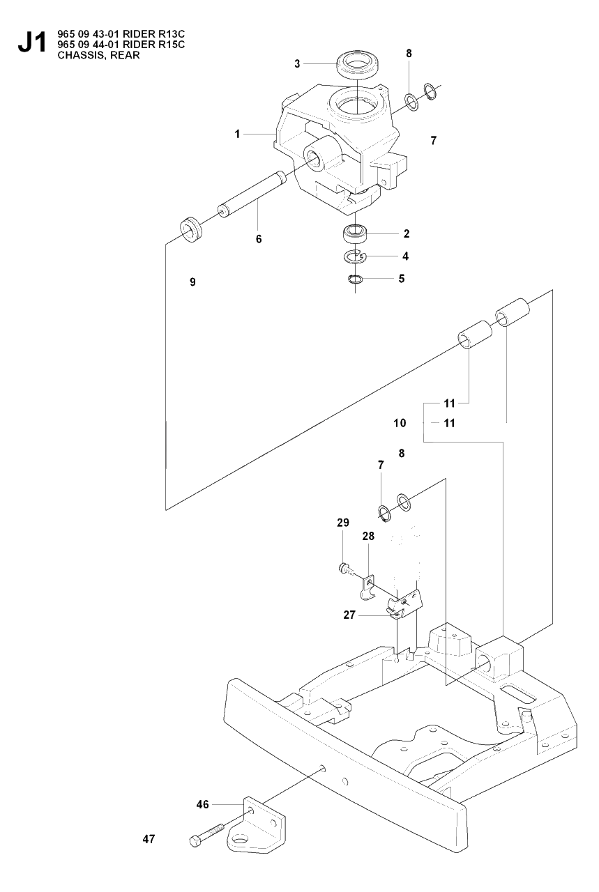 Transmission 2 Diagram and Parts List for R13C (965094301)(2007-01) Husqvarna Lawn Tractor