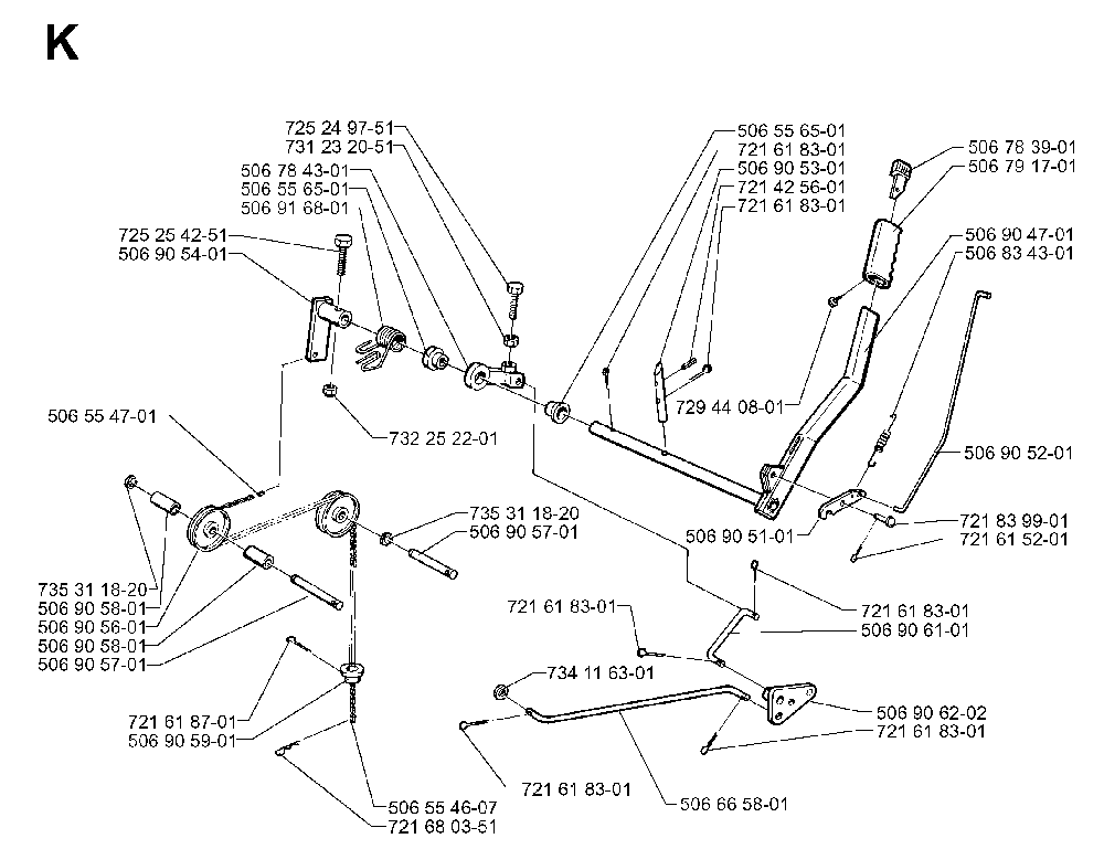 Controls Diagram and Parts List for RIDER970HSTBIOCLIP 1997-02 Husqvarna Lawn Tractor