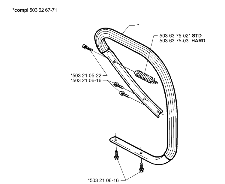 Handle Bar Diagram and Parts List for 365EPA 1999-11 Husqvarna Chainsaw