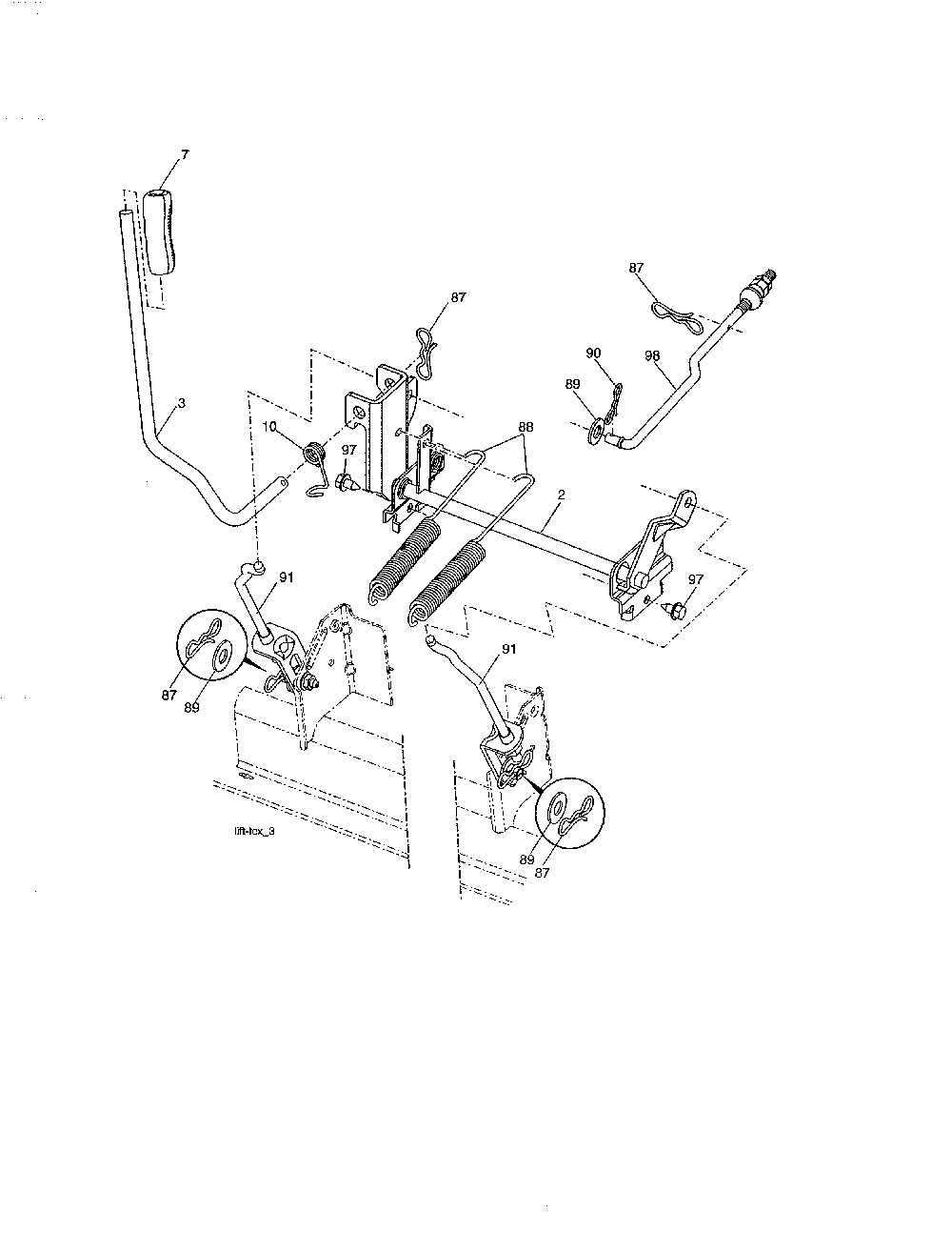 Mower lift Diagram and Parts List for YTH2348-917240442  Husqvarna Lawn Tractor