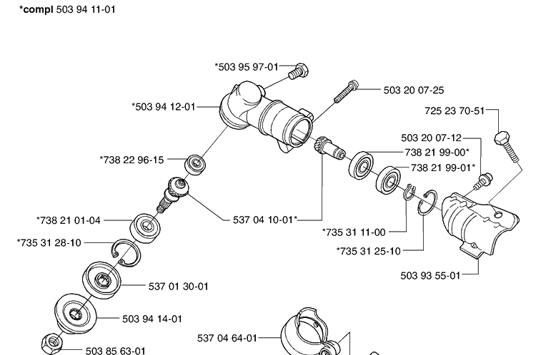 Gear Head Diagram and Parts List for 326L 2002-08 Husqvarna Brush Cutter
