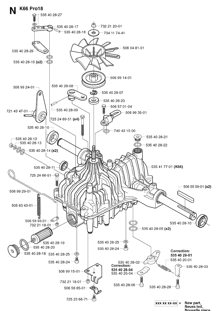 Transmission Diagram and Parts List for PR18 2003-02 Husqvarna Lawn Mower