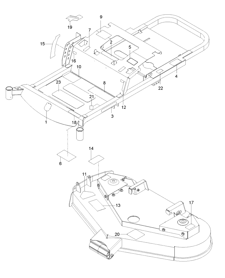 Decals Diagram and Parts List for RZ4222F (96703650103)(2017-05) Husqvarna Lawn Mower