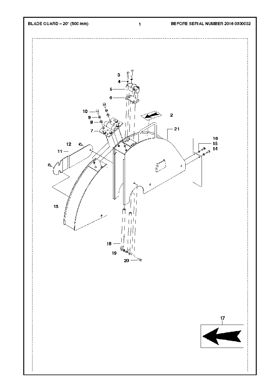 Blade Guard - 20â€ Diagram and Parts List for FS520 (FS 524)(2007-08) Husqvarna Circular Saw