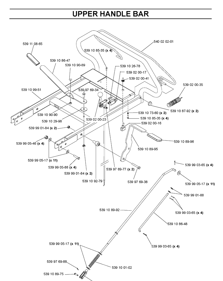 Handle And Controls Diagram and Parts List for SG13 (968999239)(2005-12) Husqvarna Lawn Tractor Accessories