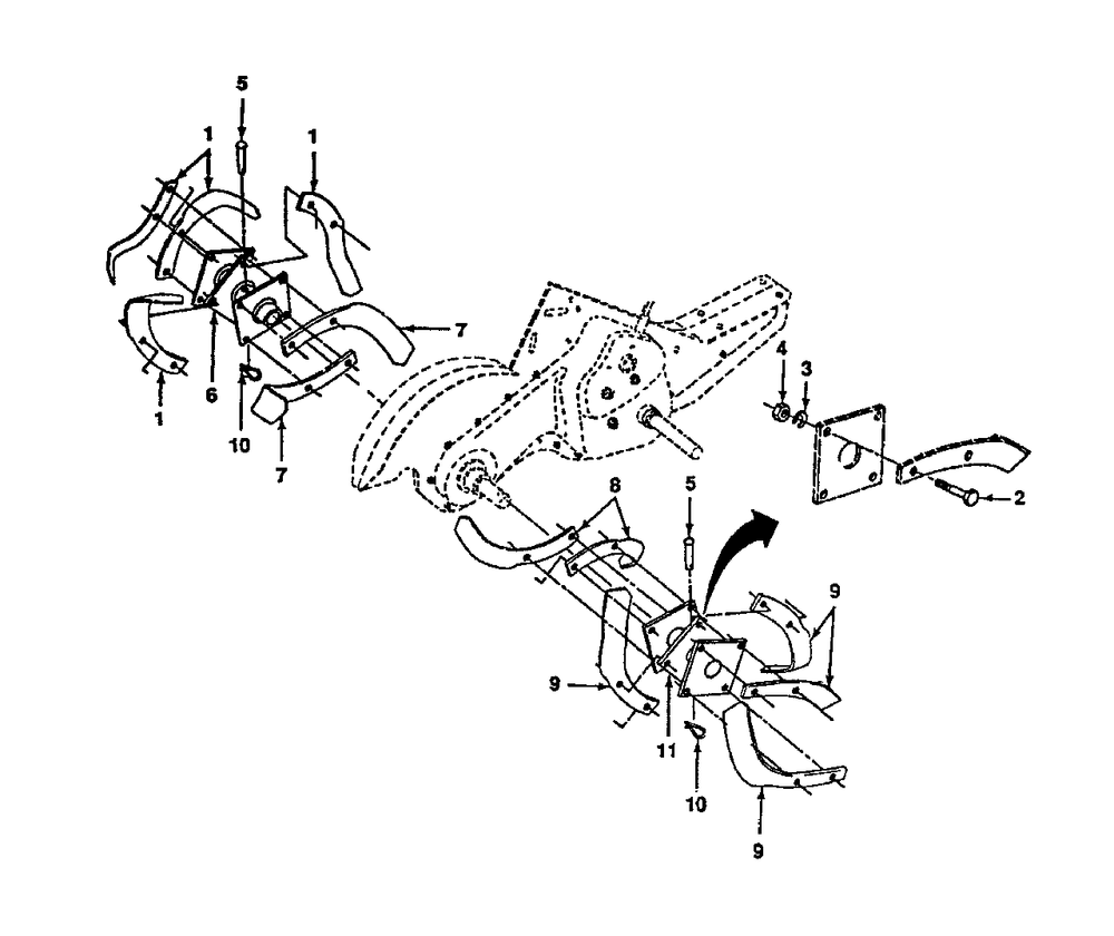 Tines Diagram and Parts List for CRT50 (954000031-B)(1990-11) Husqvarna Tiller