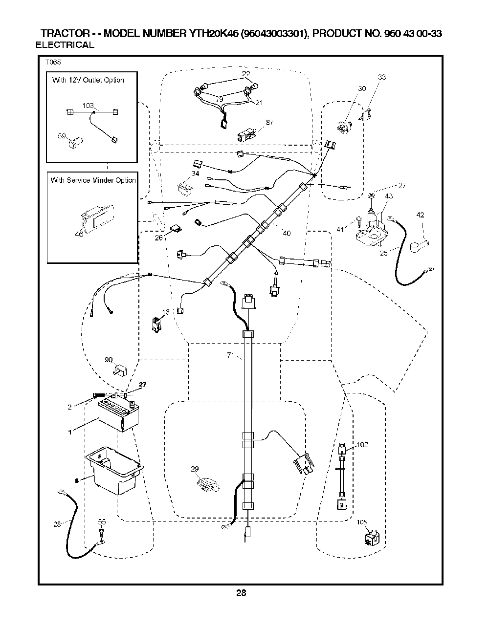 Electrical Diagram and Parts List for YTH20K4696043003301 2008-01 Husqvarna Lawn Tractor